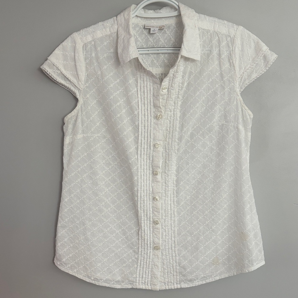 Westport 1962 Cotton Eyelet Button Down Blouse - Picture 3 of 12